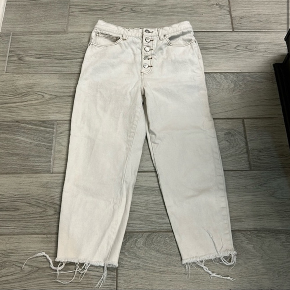 Free People Rinsed Seeded Barrel Cropped Button Fly